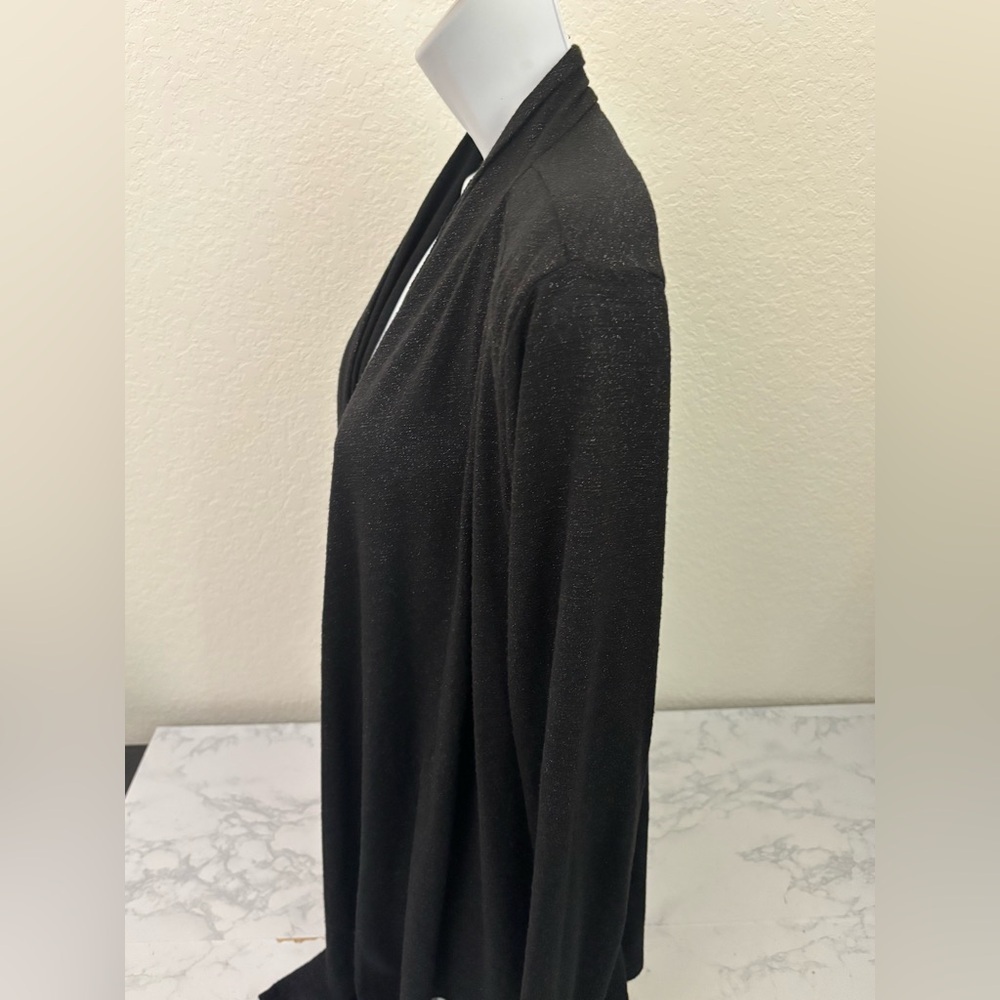 CATO Women's S Open Front Cardigan Sweater Black Long Sleeve Thin Knit​​ - Picture 2 of 5